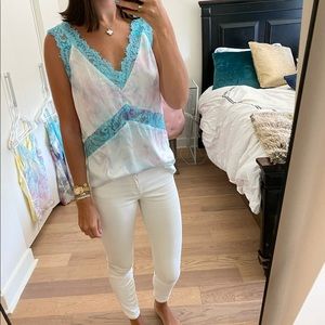 Tie silk and lace cami